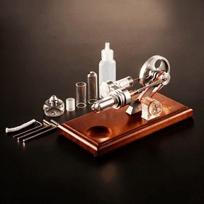 External Combustion Stirling Engine Generator with LED Power Output, Metal Heat Engine Model with Visible Mechanical Motion for Desktop Display
