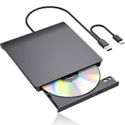External DVD CD/DVD-ROM CD-RW Player Portable External CD-RW Drive DVD-RW Burner Recorder Player for Laptop Desktop Computer with Storage Bag-Black-01