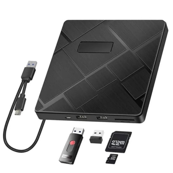 External DVD CD Drive USB 3.0 Type-C 5 in 1 DVD Burner Player Reader With SD/TF & USB Slots Optical Drives For PC Laptop Desktop