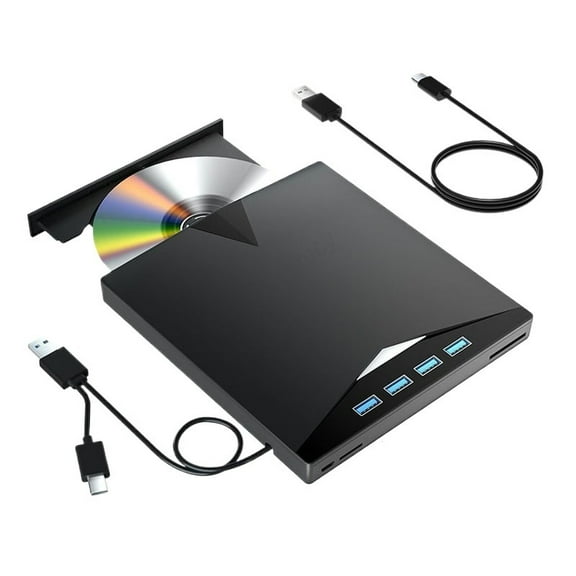 External DVD CD RW Optical Drive Portable DVD Burner with USB3.0 SD TF Card Slots CD Player Writer ,Easy to Use