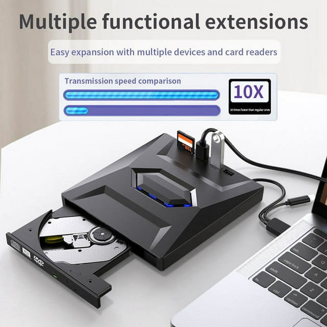 External DVD CD Writer Burner and Player Type C/USB3.0 Drive for PC