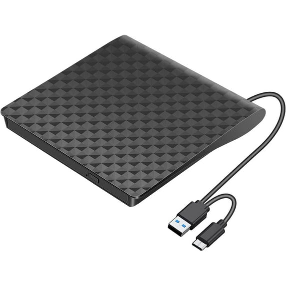 External DVD Drive, Amicool USB 3.0 Type-C CD DVD +/-RW Optical Drive USB C Burner Slim CD/DVD ROM Rewriter Writer Reader Portable for PC Laptop Desktop MacBook Mac Windows 7/8.1/10 Linux O