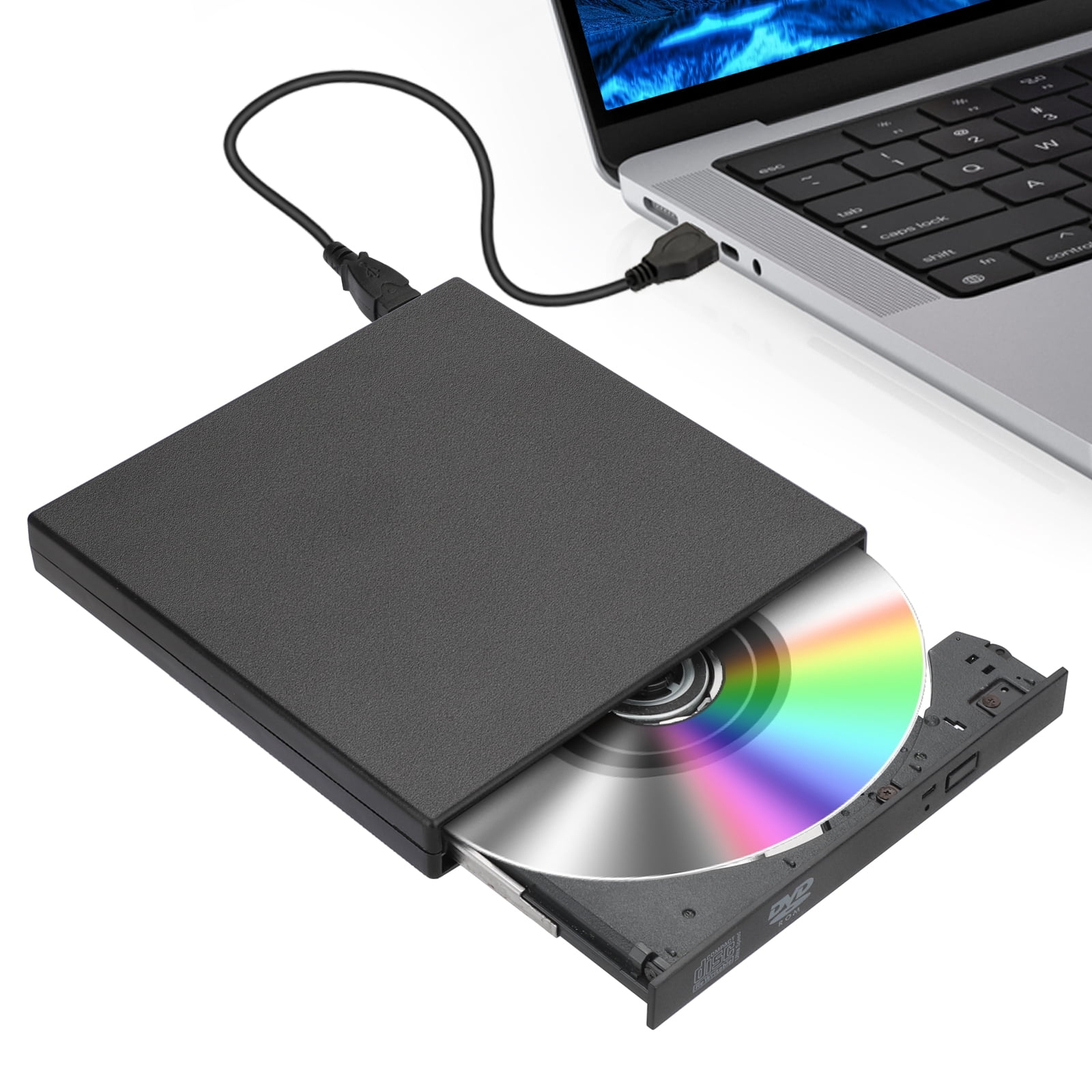 PLUSBRAVO External DVD Drive Player for Laptop Portable Optical CD DVD  Drive Burner Reader for Desktop PC Windows 