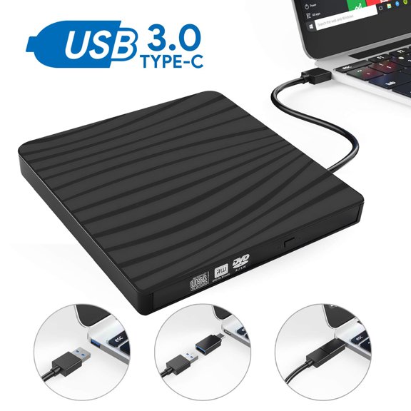 External DVD Drive Player for Laptop Portable Optical CD DVD Drive Burner Reader for Desktop PC Windows