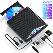 External DVD Drive, USB 3.0 CD Burner CD/DVD +/-RW Optical Drive, Slim Portable DVD CD ROM Rewriter Writer Duplicator for Laptop Desktop PC Windows 10/8/7 MacBook Black