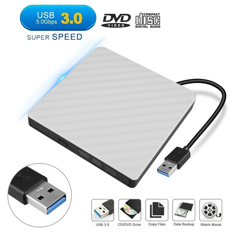 External DVD Drive USB 3.0, EEEkit Portable CD DVD +/-RW Optical Drive  Burner Writer for Windows 10/8 / 7 Laptop Desktop Mac MacBook Pro Air iMac  HP