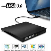External DVD Drive, USB 3.0 Portable CD/DVD+/-RW Drive/DVD Player for Laptop CD ROM Burner Compatible with Laptop Desktop PC Windows Linux OS Apple Mac Black
