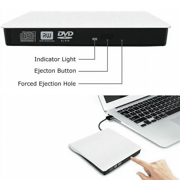 External DVD Drive, USB 3.0 Portable CD/DVD +/-RW Drive, Optical Drive Slim DVD Player CD/ROM Burner for Mac/Windows/Linux for PC Laptop