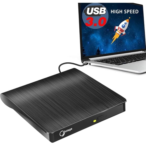 External DVD Drive, USB 3.0 Portable +/-RW, DVD Player for CD ROM Burner Compatible with Laptop Desktop PC Windows Linux OS Apple Mac Black