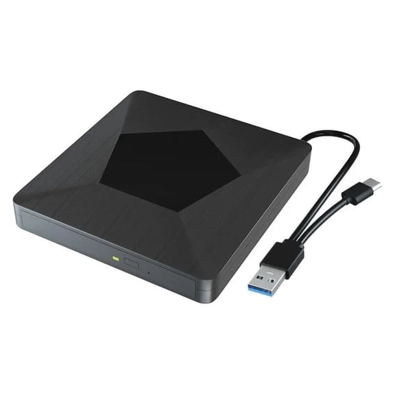 External DVD Drive, USB 3.0 Type-C Portable-Combo, CD DVD Player Reader Burner Compatible with Windows Linux Mac OS