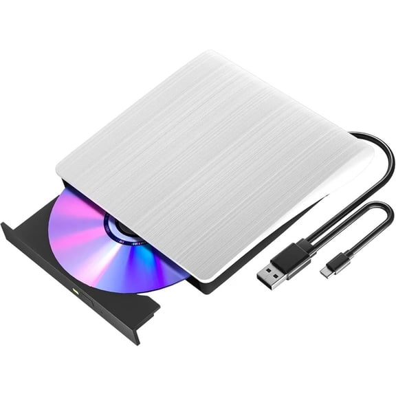 External DVD Drive USB 3.0 USB C CD Burner CD/DVD +/-RW Optical Drives Slim Portable DVD CD ROM Reader and Writer for PC Laptop