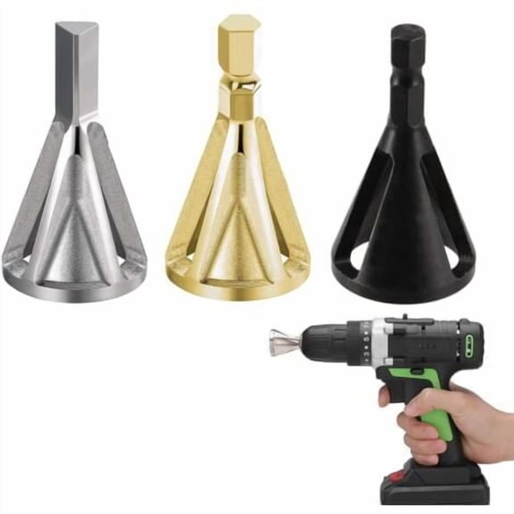 External Deburring Chamfer Tool,3 Pcs Deburring for Drill Bits,External Deburring Chamfer Tool Hex and Triangular,For Countersink Removal,For Various Drill Bits (Gold, Silver, Black)