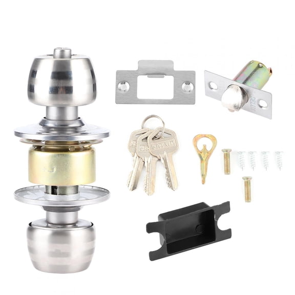 External Door Knob With Lock, Small And Concise Household Stainless Steel Door Knob With Lock, For Office Home