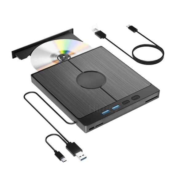 External Drive USB 3.0  DVD CD-RW Player Burner Portable Optical Reader with SD/TF Card Slot for Laptop PC Desktop Mac