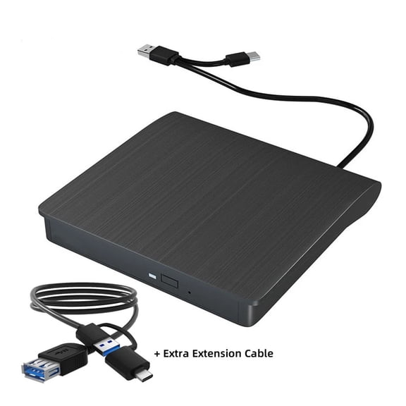 External Drive with Extension Cable /CD/DVD-RW Player Burner Portable Reader and Writer for PC Laptop Windows