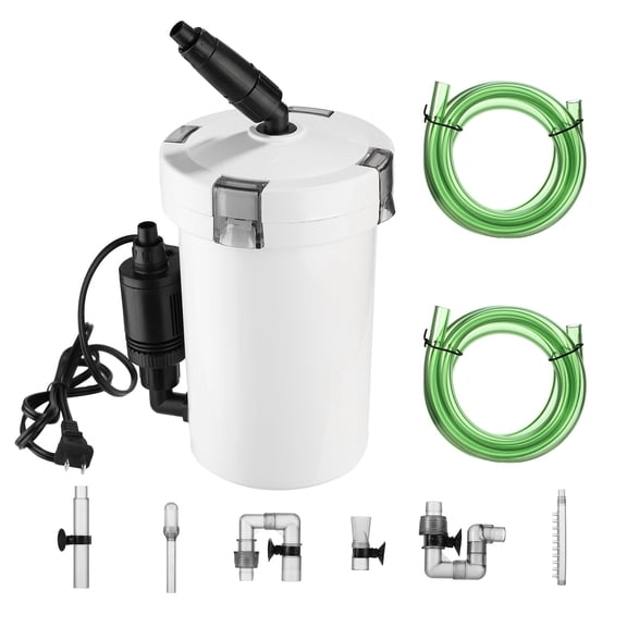 JelyHT 105GPH 3-Stage Aquarium Canister Filter with 4-Layer Filtration for 28 Gallon Fish Tank, Size S