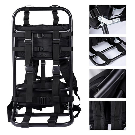 External Frame Backpack, Aluminum External Hunting Frame Backpack, Portable Nylon Fabric Backpack Frame for Extra Large Load Hunting Hiking(Black)