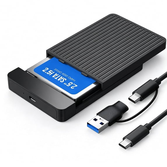 Atzeste 2.5" Hard Drive Enclosure USB 3.1 to SATA III Adapter, 5Gbps External SSD HDD Enclosure for 2.5 Inch SATA SSD & HDD 7mm/9.5mm, with UASP Compatible with Windows, Mac, Linux