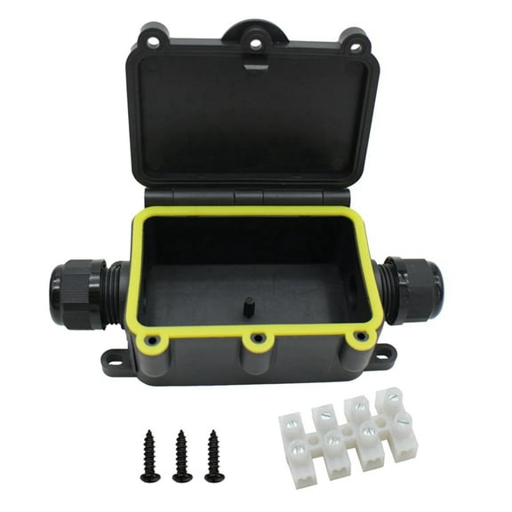 External Junction Box IP68,2 Way Clamshell-Type Underground Electrical Box with Terminal Block Airtight Plastic Box