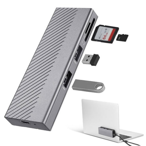 External M.2 NVMe SSD Housing Case USB HUB 2 in 1 Adapter Support 2 Protocols USB3.2 10Gbps with 2xUSB2.0 Cards Reader