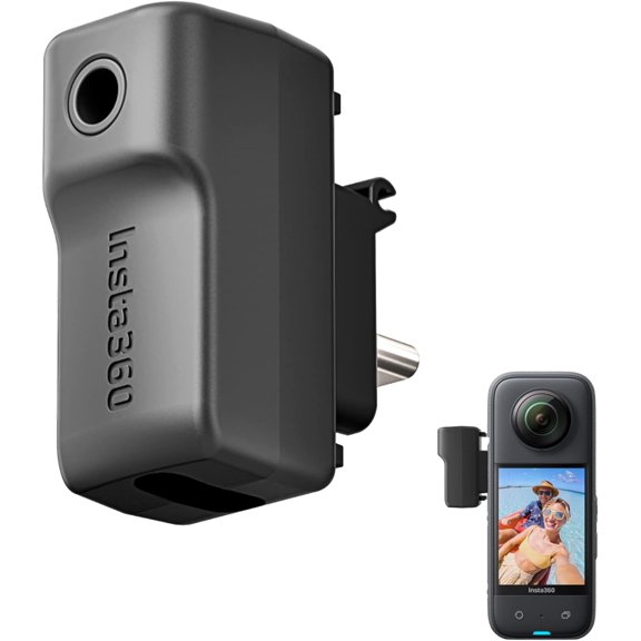 External Microphone Adapter for Insta 360 X3 Camera, Type-C and 3.5mm Audio Ports Support Charger and Record for Insta 360 X3 Accessories