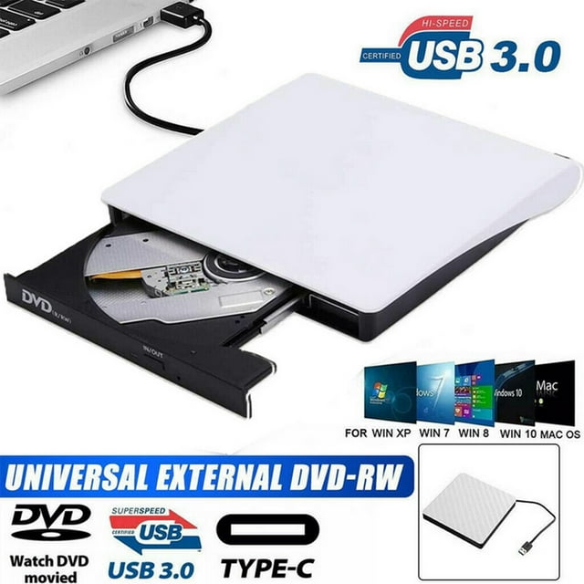 External Optical Drive Slim External USB 3.0 CD DVD RW ROM Writer Drive