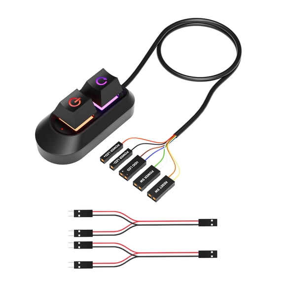 External PC Power Switches And Restarts Button With Mechanical Key Switches And Color Lighting For Desktop Computers