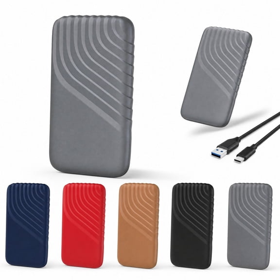 External SSD Portable Drive 1 Pack, High Speed 1050MB/s Read Rugged Storage for Laptop Desktop PC, Shockproof Water Resistant - D