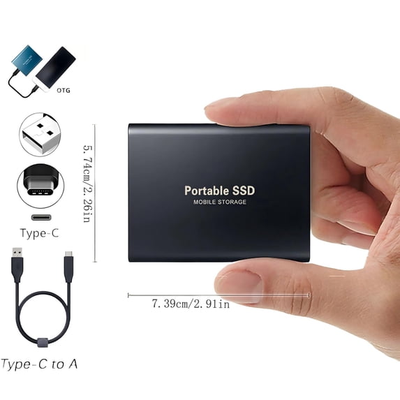 External SSD Portable Drive, High Speed Metal Storage for Laptop Desktop Gaming, Compact Rugged Design