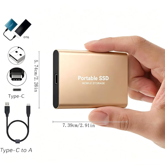 External SSD Portable Drive, High Speed Metal Storage for Laptop Desktop Gaming, Compact Rugged Design