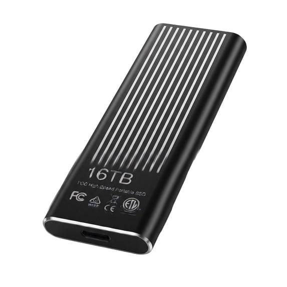 External SSD Portable Drive, High Speed USB 3.1 Storage for Laptop Desktop PC, Shockproof Mobile Hard Drive Black