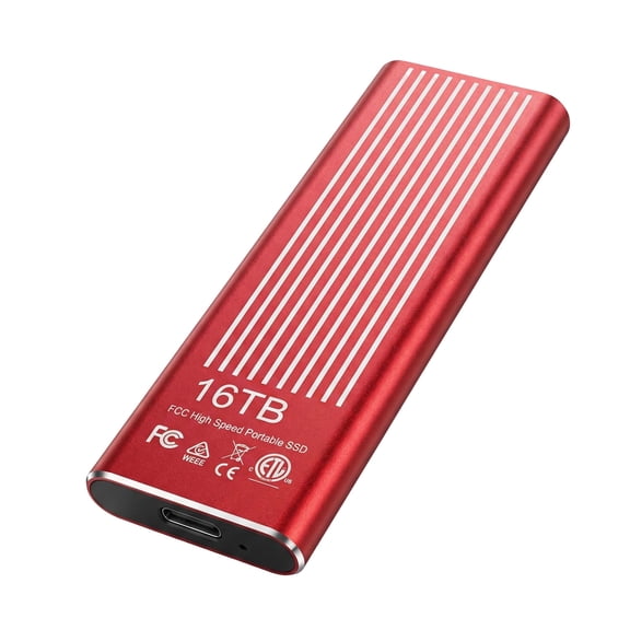 External SSD Portable Drive, High Speed USB 3.1 Storage for Laptop Desktop PC, Shockproof Mobile Hard Drive Red