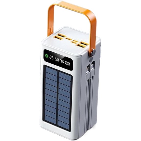 External Solar Charger - Battery Pack | 120W 50000mAh Portable Power Bank with Light Built in, 4 Output 3 Input Ports for All Devices, Ideal for Camping Hiking Backpacking Fishing and Travel
