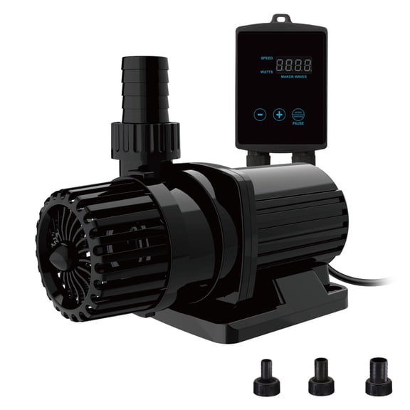 External & Submersible Water Pump, 2380GPH 80W Variable Speed DC Pump with 20-Level Digital Controller, 21.3-Ft Lift for Large Aquariums, Ponds, Fountains and Hydroponics