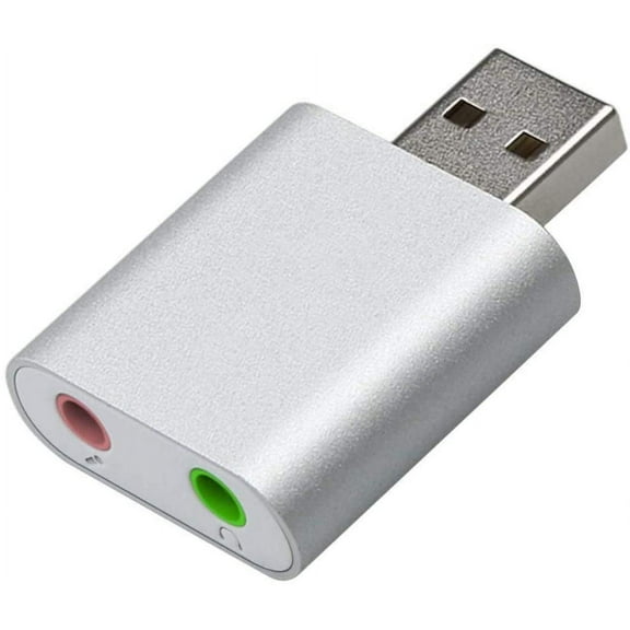 External USB Audio Adapter Sound Card Aluminum Alloy 7.1 Channel USB Sound Card External Stereo Audio Adapter Plug and Play for Integrated Audio Out & Microphone in