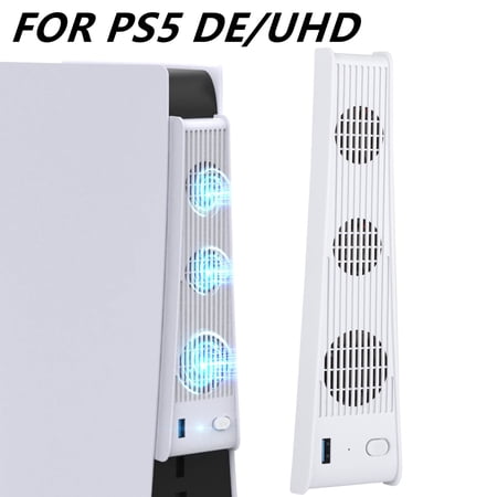 External USB Cooling Fan Fit for PS5, EEEkit Cooling Fan Compatible with Sony Playstation 5 Disc & Digital Edition with 3 Fans, Temperature Control Cooler for PS5, White