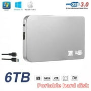 External USB Hard Drive 6TB Portable Memory Storage Disk Mobile Storage and Backup Hard Disk Memory Expansion Device USB 3.0 for PC, Mac, Laptop, Chromebook