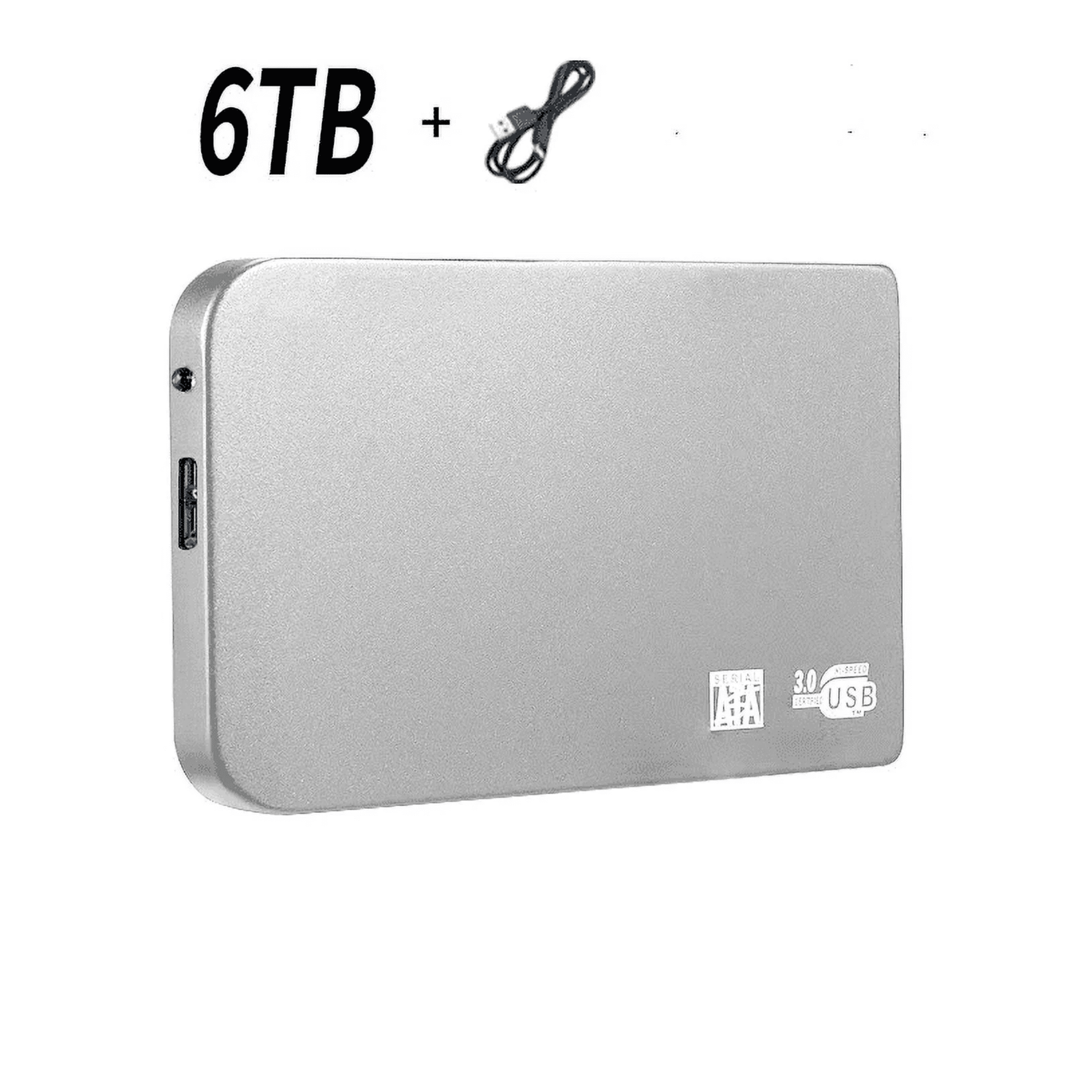 External USB Hard Drive 6TB Portable Mobile Storage and Backup Plus Slim Hard Disk Memory Expansion Device USB 3.0 for 1PC, Mac, Laptop(Silver)1