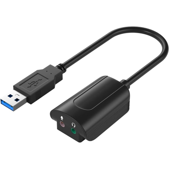 External USB3.0 to 3.5mm Audio + Microphone Sound Card Adapter for Headphone Speaker, Support 7.1 Virtual Channel