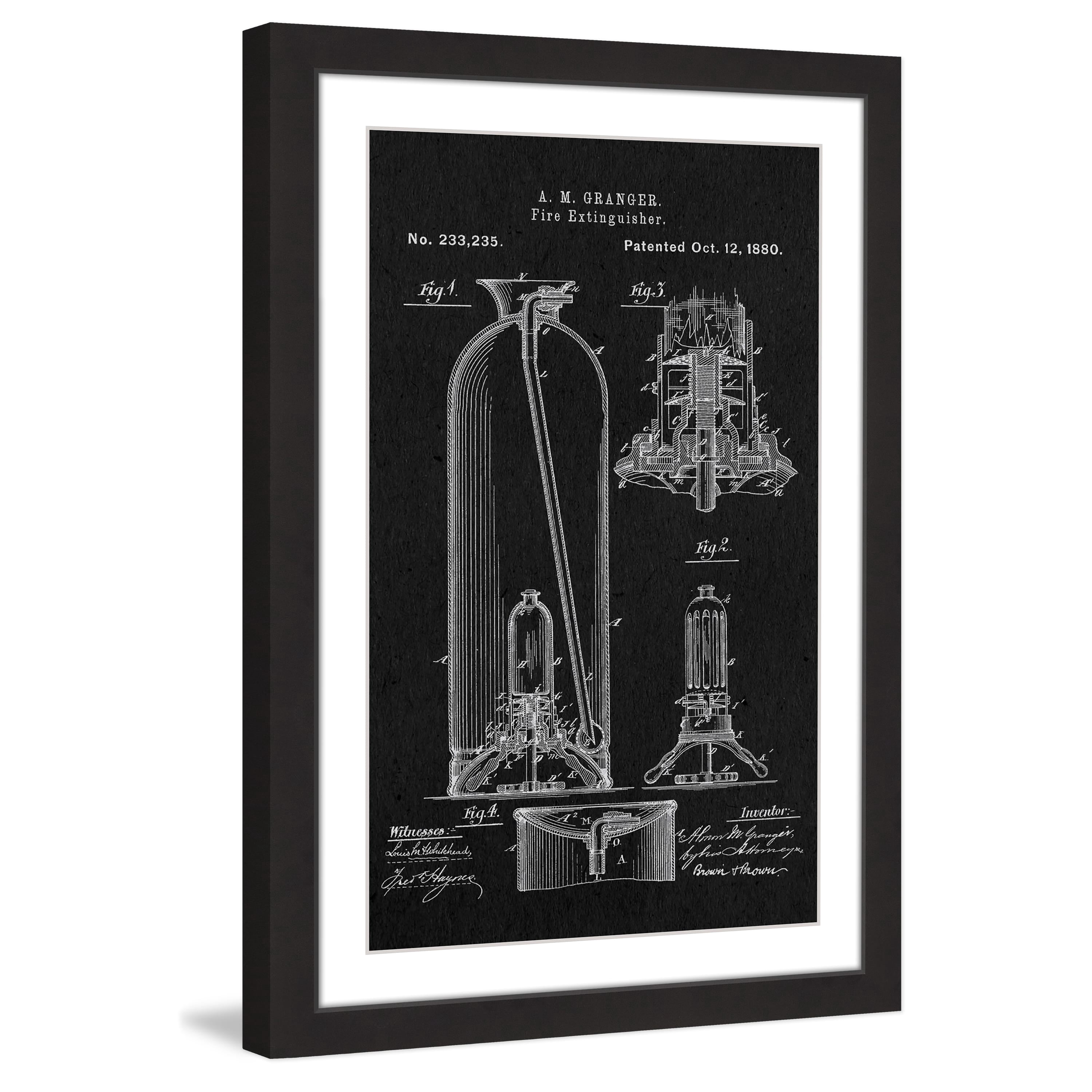 "Extinguisher 1880 Black Paper" Framed Painting Print