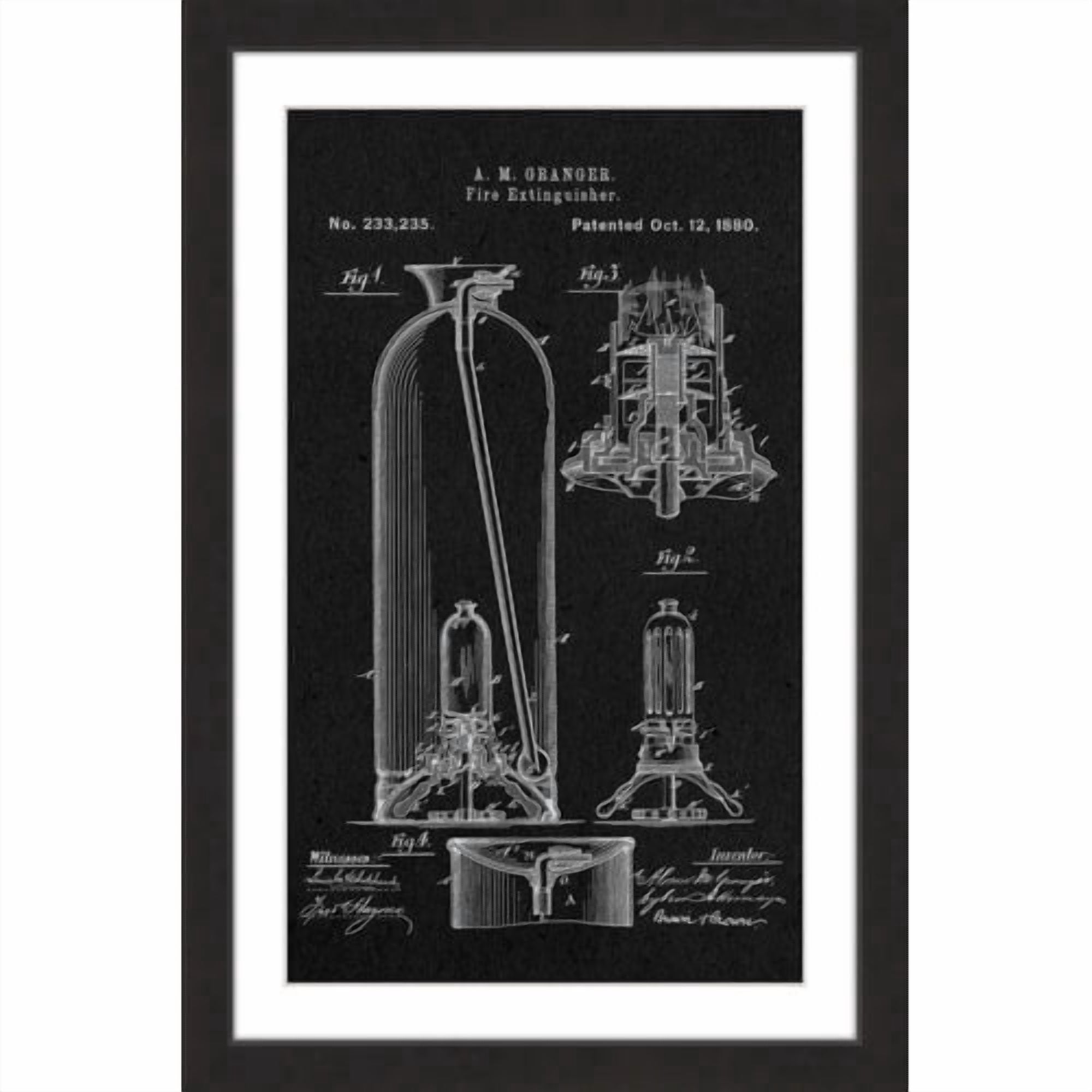 "Extinguisher 1880 Black Paper" Framed Painting Print