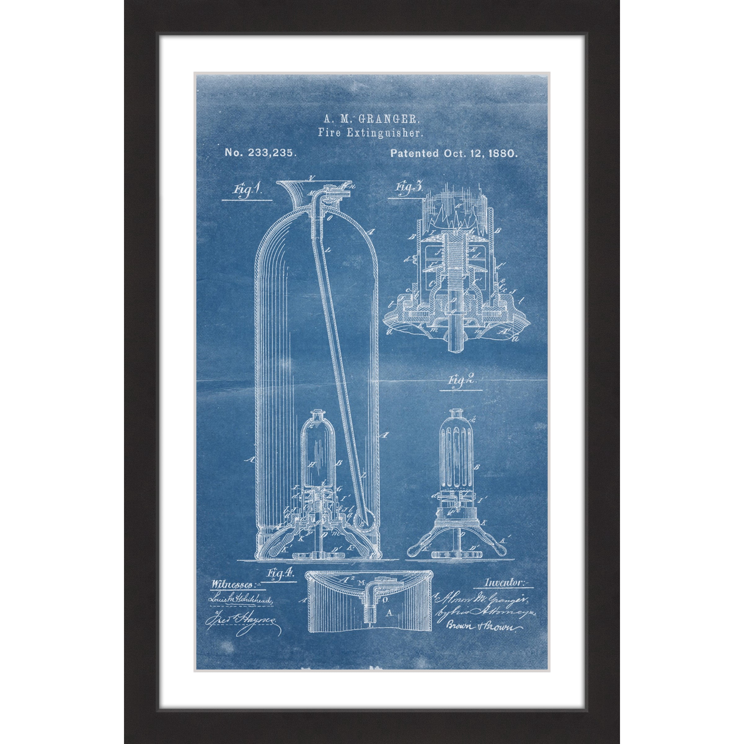 "Extinguisher 1880 Blueprint" Framed Painting Print