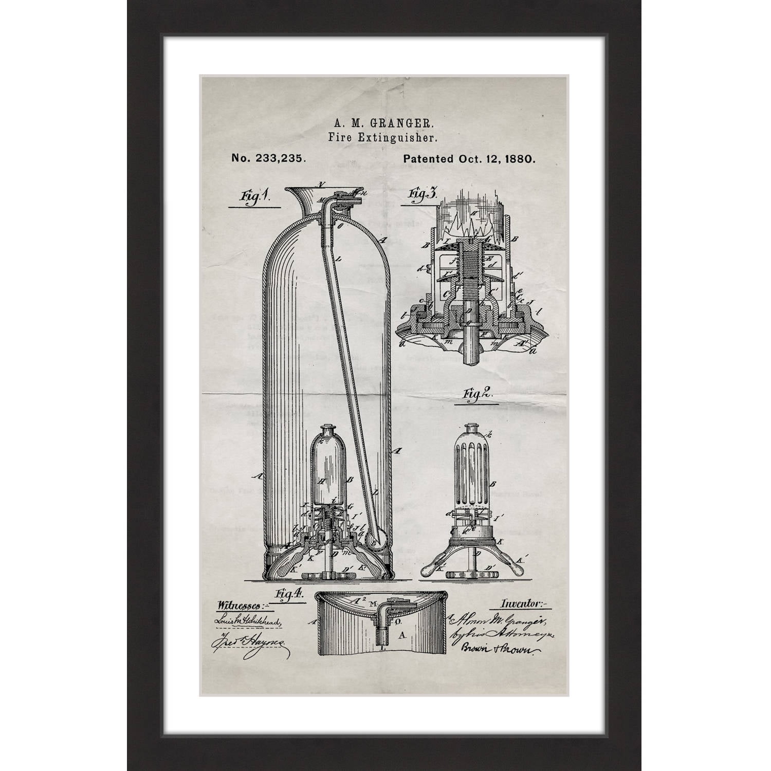 "Extinguisher 1880 Old Paper" Framed Painting Art Print