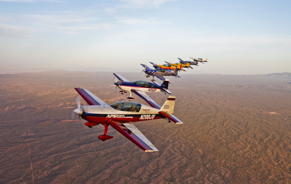Extra 300 aerobatic aircraft fly in formation over Mesa Arizona Canvas Art - Scott GermainStocktrek Images (18 x 12)