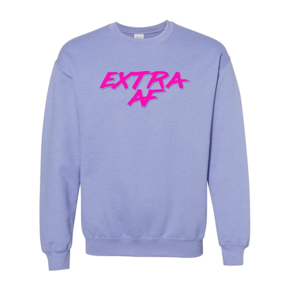 Extra AF Retro Style Funny Unisex Adult Crew Sweatshirt-Violet-xxl