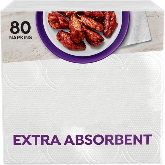 Extra Absorbent Premium Paper Napkins, 80 Count, Disposable Napkins Made Soft And Strong For Messy Meals And Everyday Use