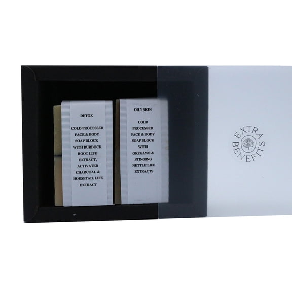 Extra Benefits Japandi Natural Set of 2 DETOX &OILY SKIN Face & Body Cold Processed Soap Blocks