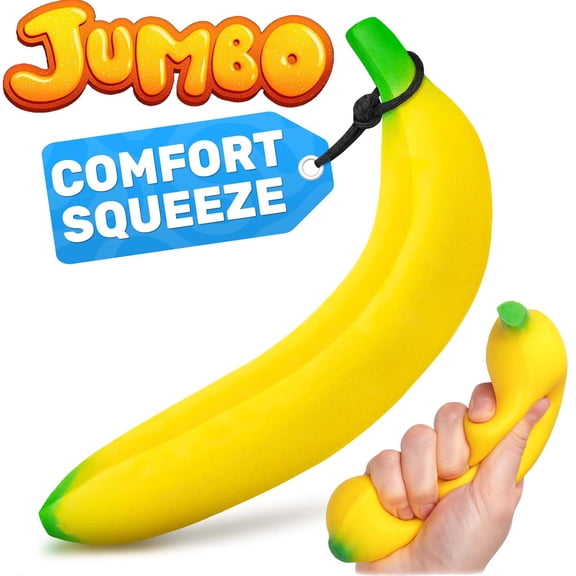 Extra Big Banana Squishy,15.8 Inch Giant Squishy Banana Jumbo,Soft Eva Realistic Bananas Food-Shaped Squishies,Quite Slow Rising Stress Ball,Sensory Stress Relief Squishies Soft Stretchy Fidget