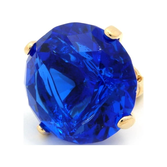 Extra Big Blue Rhinestone Stretch Ring in Gold-Tone, BLUE/GOLD TONE