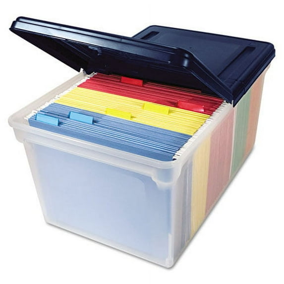 Extra-Capacity 28" File Tote, Letter Files, 23.25" X 14.25" X 10.63", Clear/navy | Bundle of 2 Each